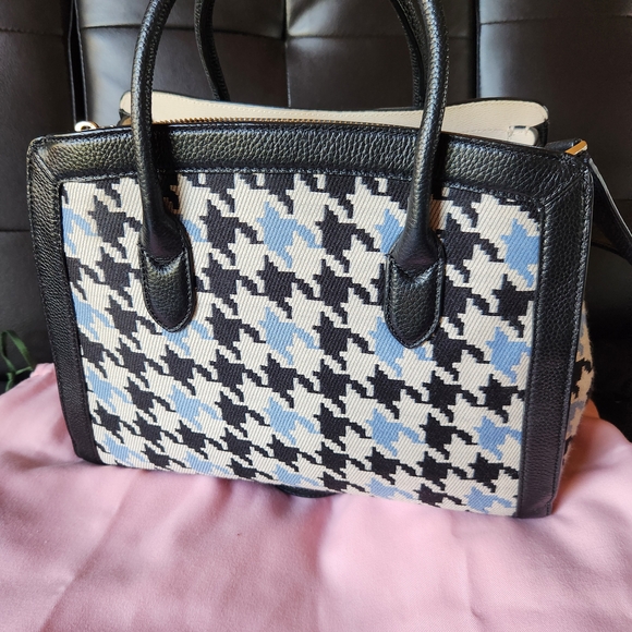 Kate Spade Black and Blue Houndstooth Satchel - Picture 2 of 3